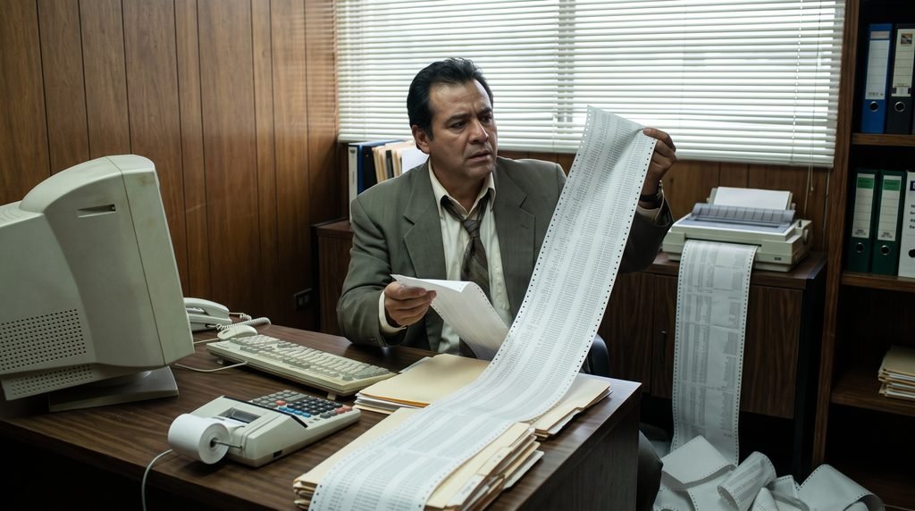 Contador revisando la factura de Whastapp